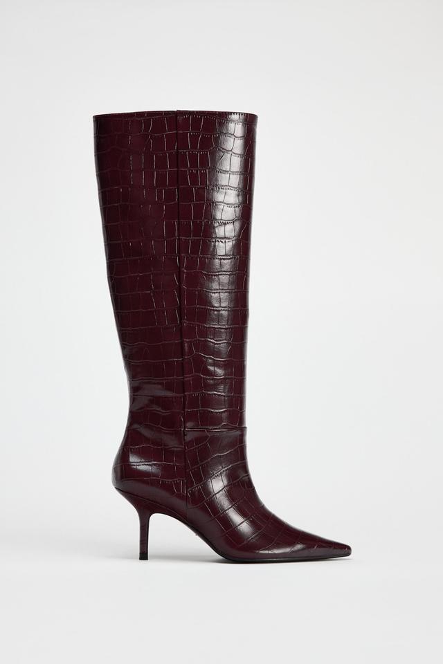 THIN HEEL EMBOSSED BOOTS Product Image