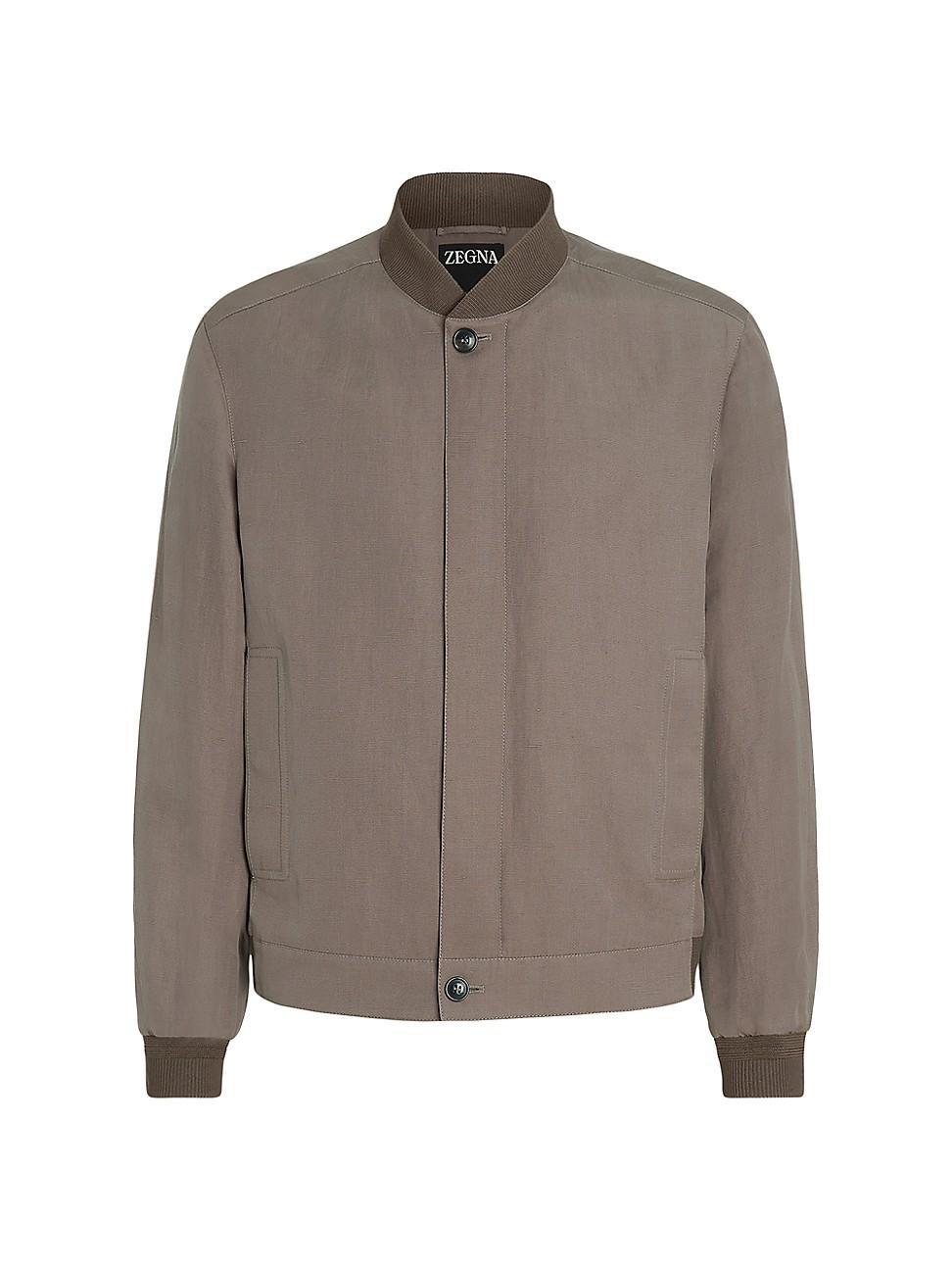 Mens Silk and Linen Bomber Jacket Product Image