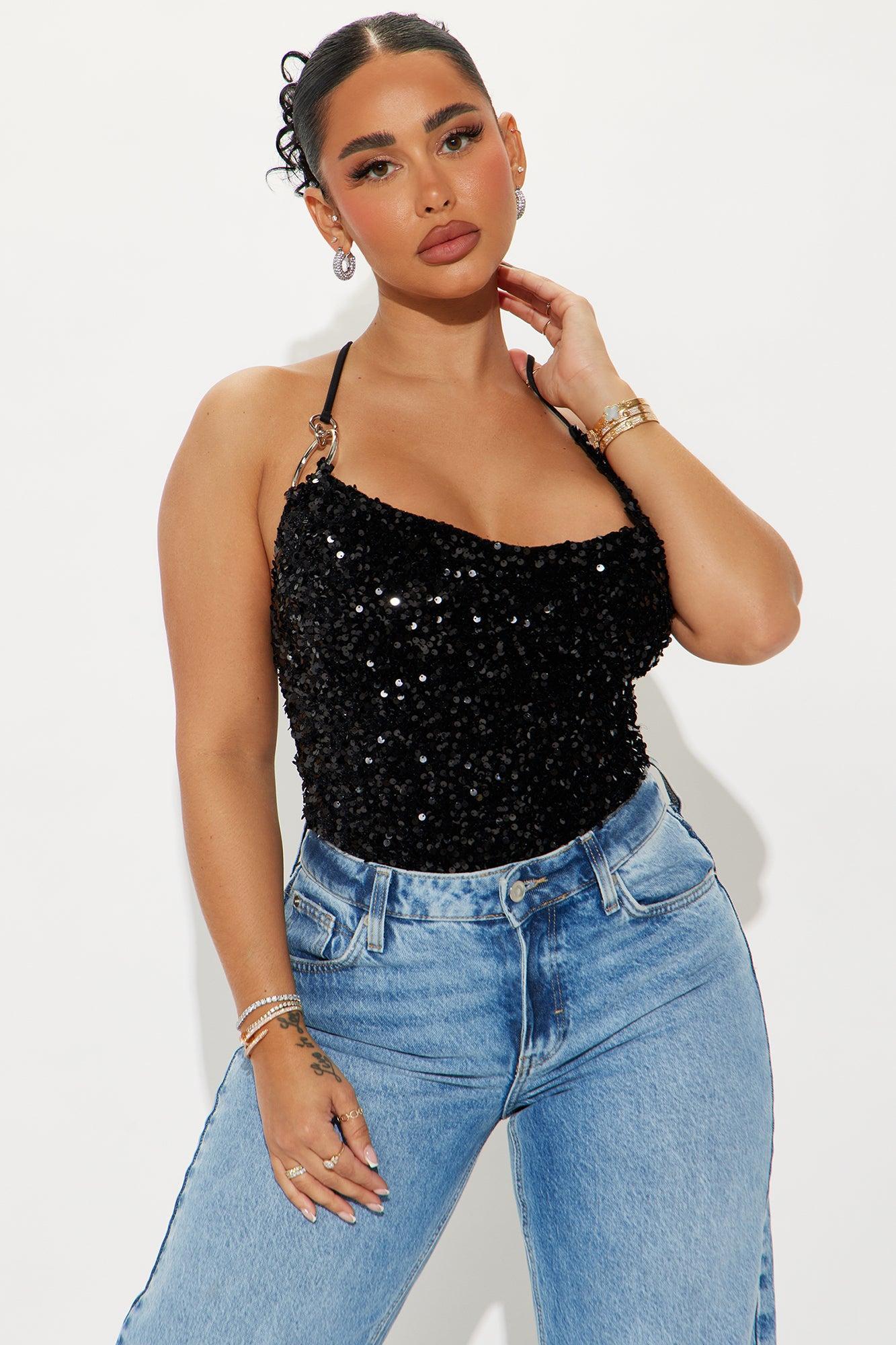 At The Party Sequin Bodysuit - Black Product Image