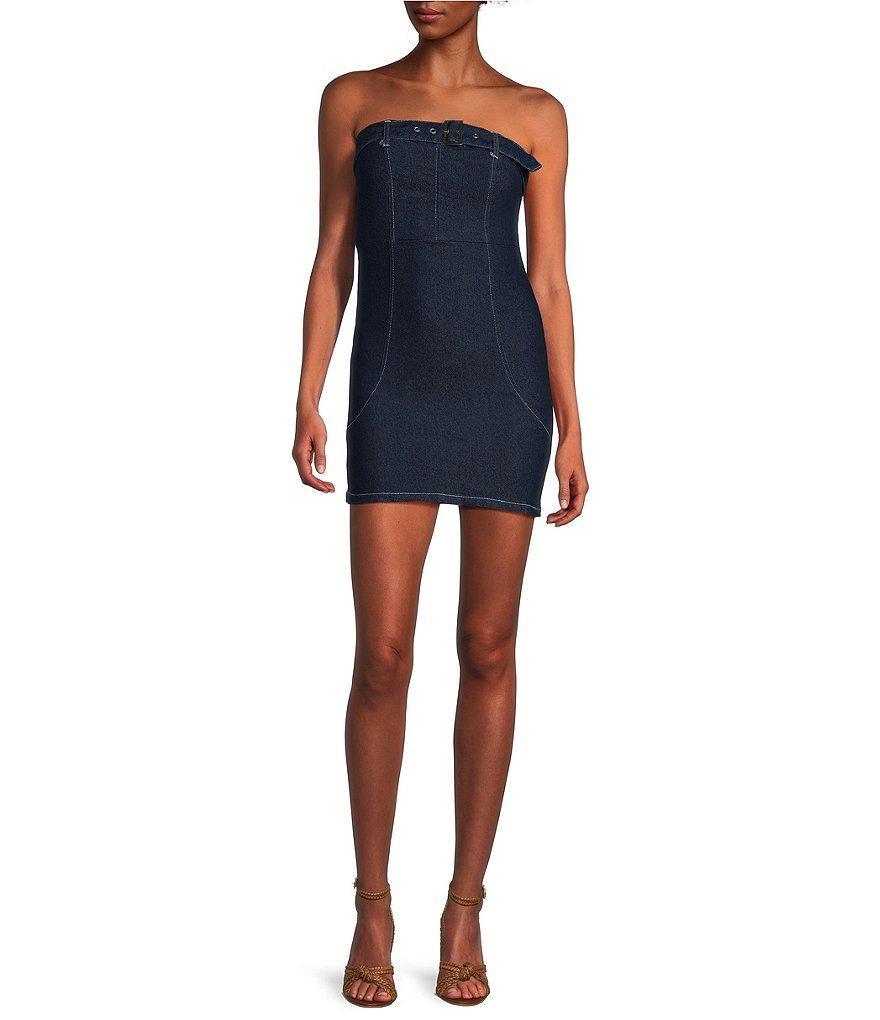 Stilletto's Strapless Tube Mini Denim Dress Product Image