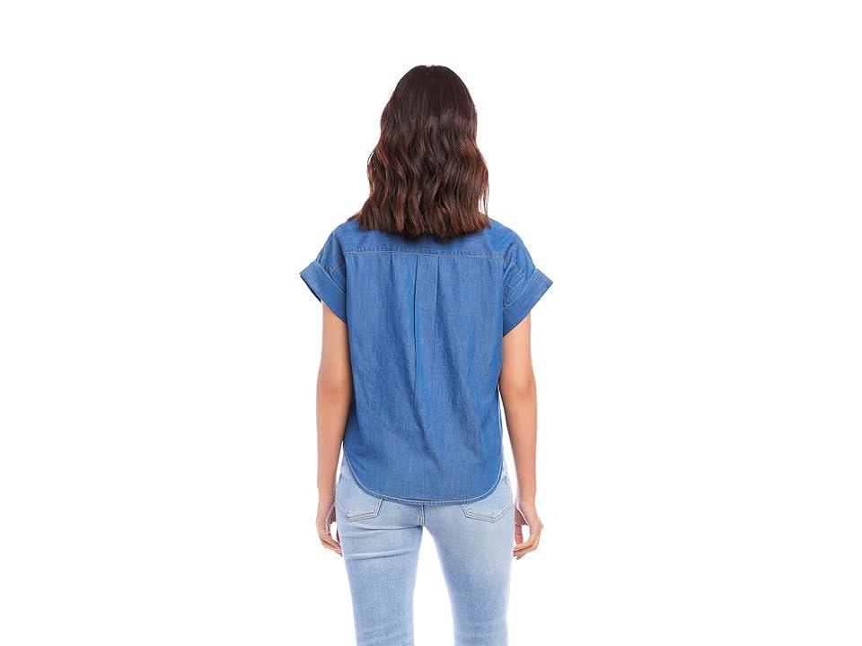 Karen Kane Tie Front Shirt (Denim) Women's Clothing Product Image