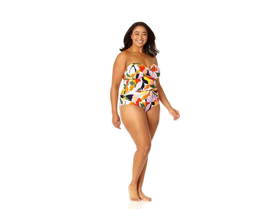 Anne Cole Plus Size Twist Front Shirred Bandeau One-Piece Women's Swimsuits One Piece Product Image