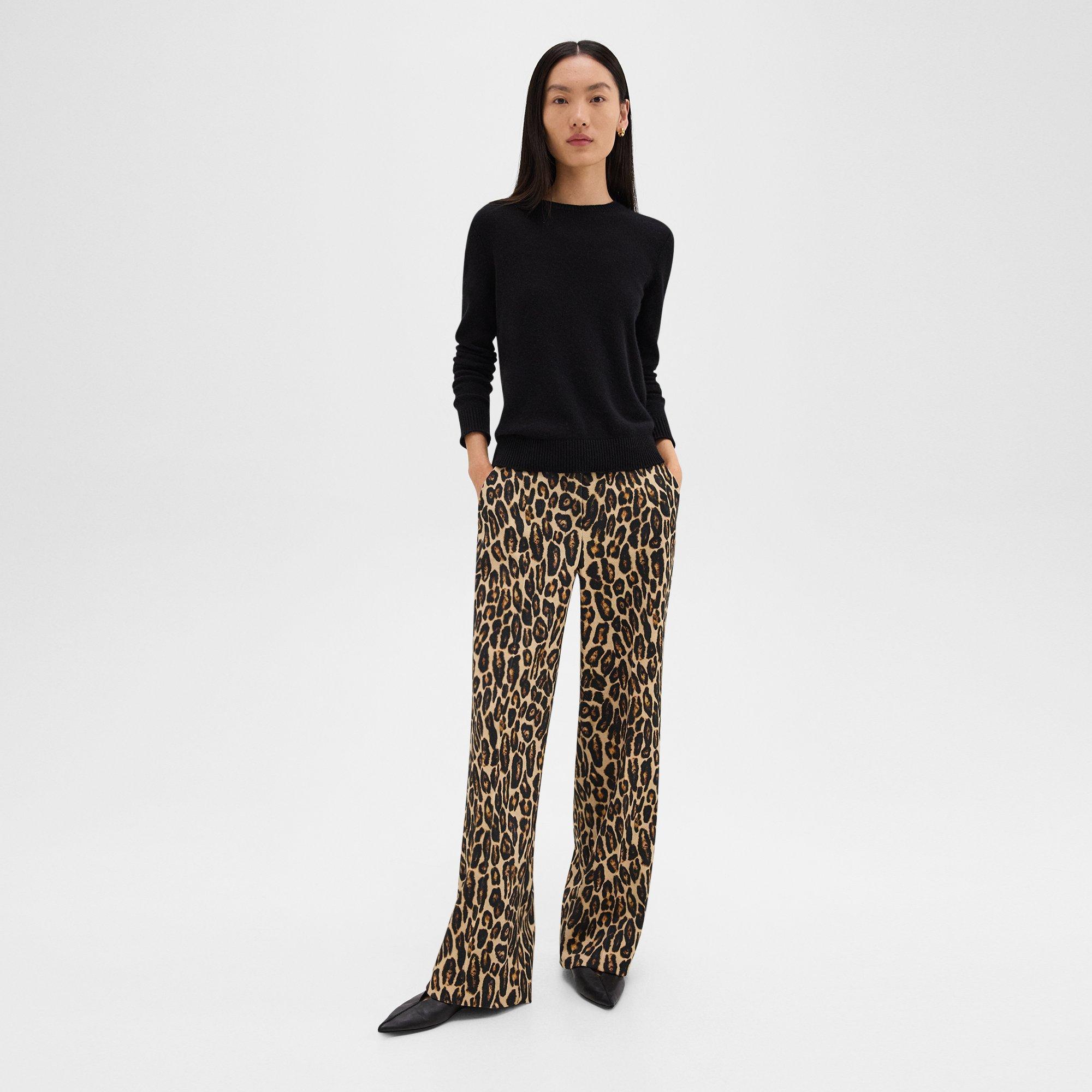 Stretch Leopard Wool Relaxed Straight Pant  | Theory product image