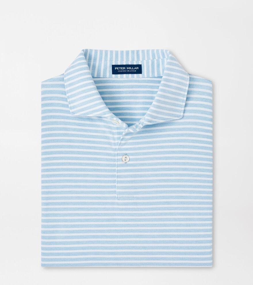 Peter Millar Mens Albatross Stripe Cotton Blend Piqu Polo | Color: Blue Frost | Size: S Product Image