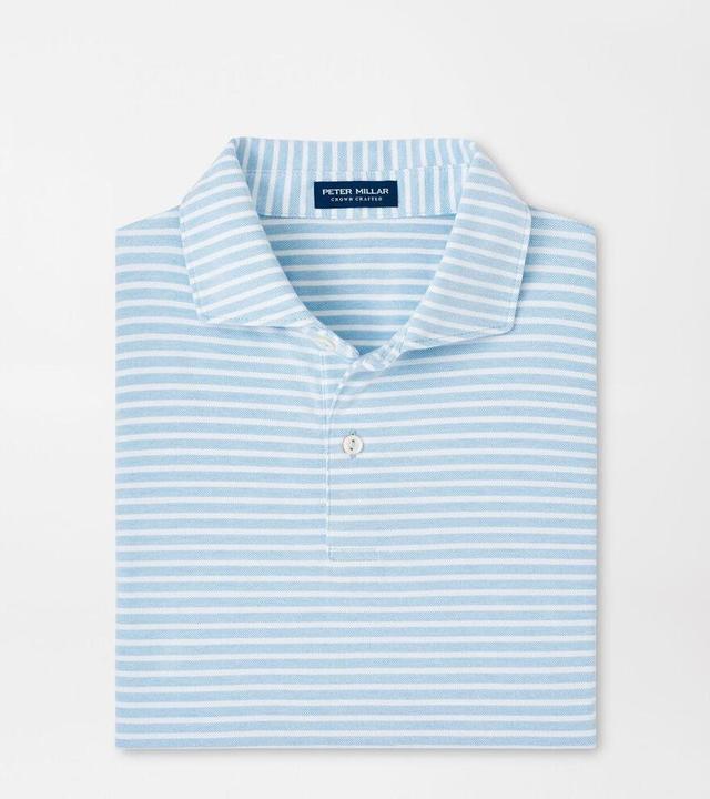 Peter Millar Mens Albatross Stripe Cotton Blend Piqu Polo | Color: Blue Frost | Size: S Product Image