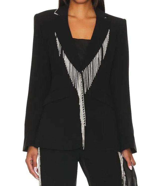 Rhinestone Fringe Embellished Cheyenne Blazer In Black Product Image