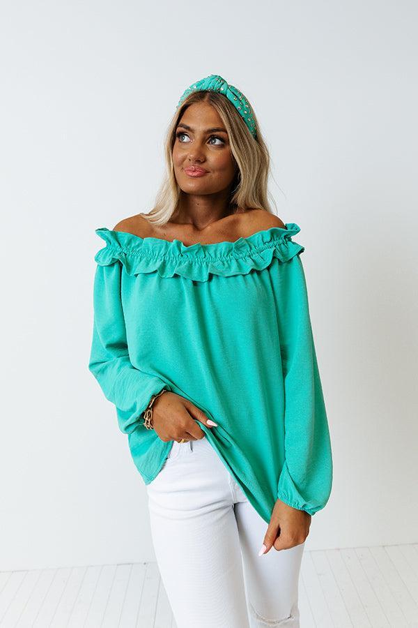 Ray Of Sun Off Shoulder Top In Green Product Image