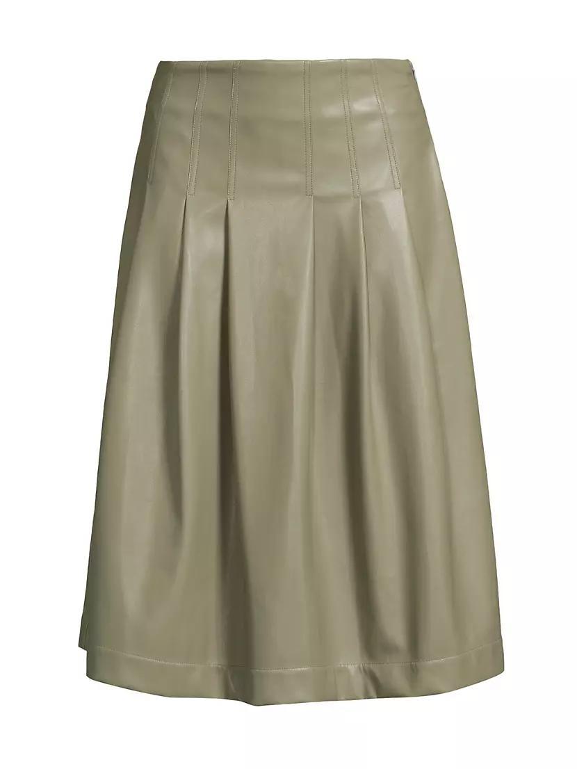 Faux-Leather Pleated Midi-Skirt product image