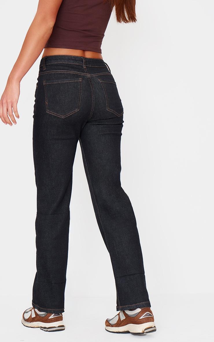 Raw Indigo Wash Contrast Stitch Straight Leg Jean Product Image