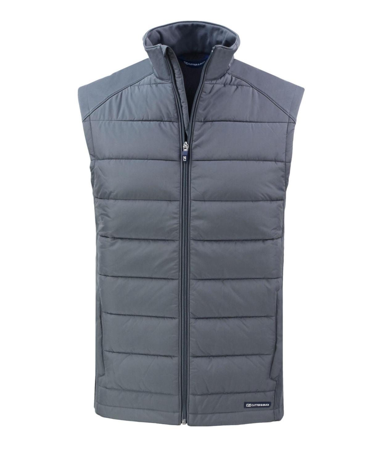 Cutter & Buck Evoke Hybrid Eco Softshell Recycled Mens Big & Tall Full Zip Vest - Elemental grey Product Image