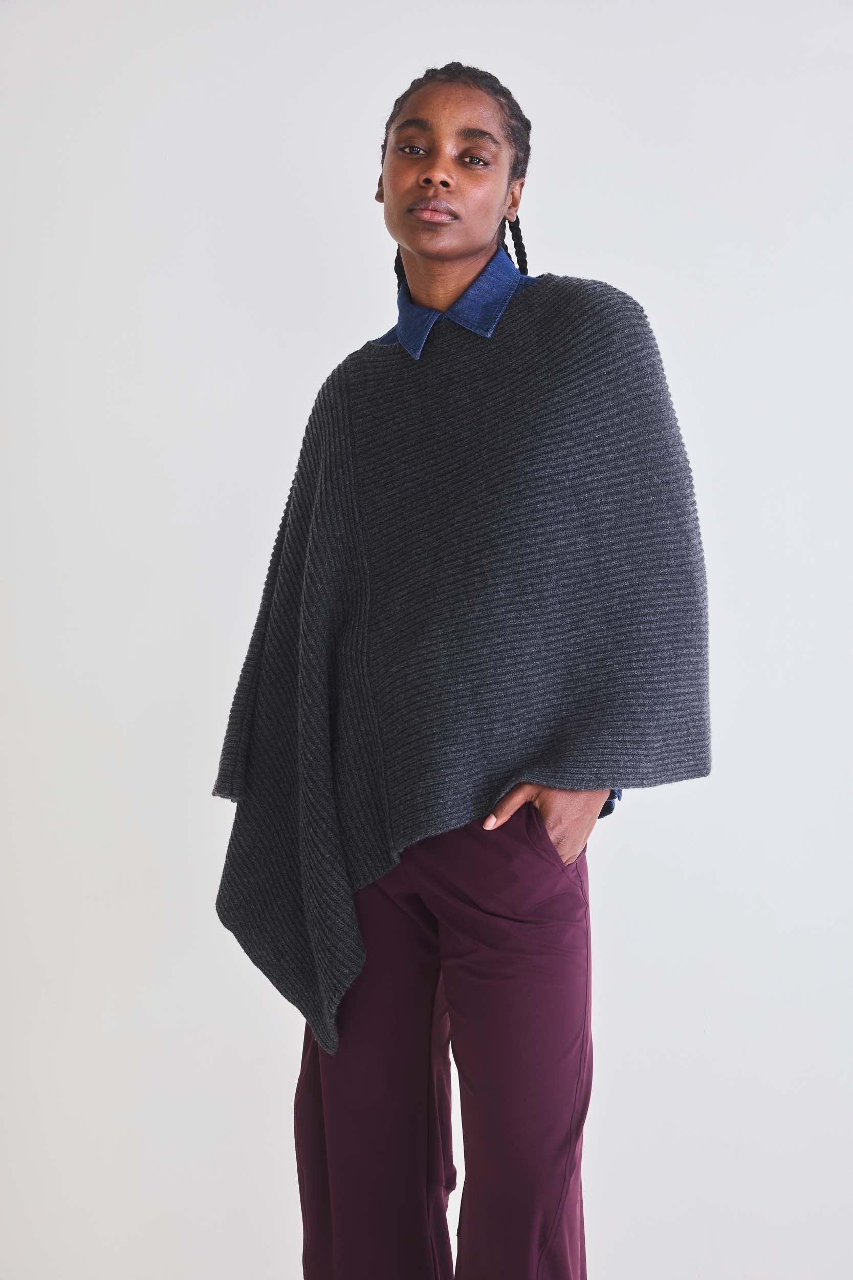 The Ribbed Knit Poncho Product Image