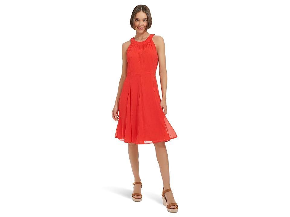 Women's Clip-Dot Fit & Flare Halter Dress Product Image