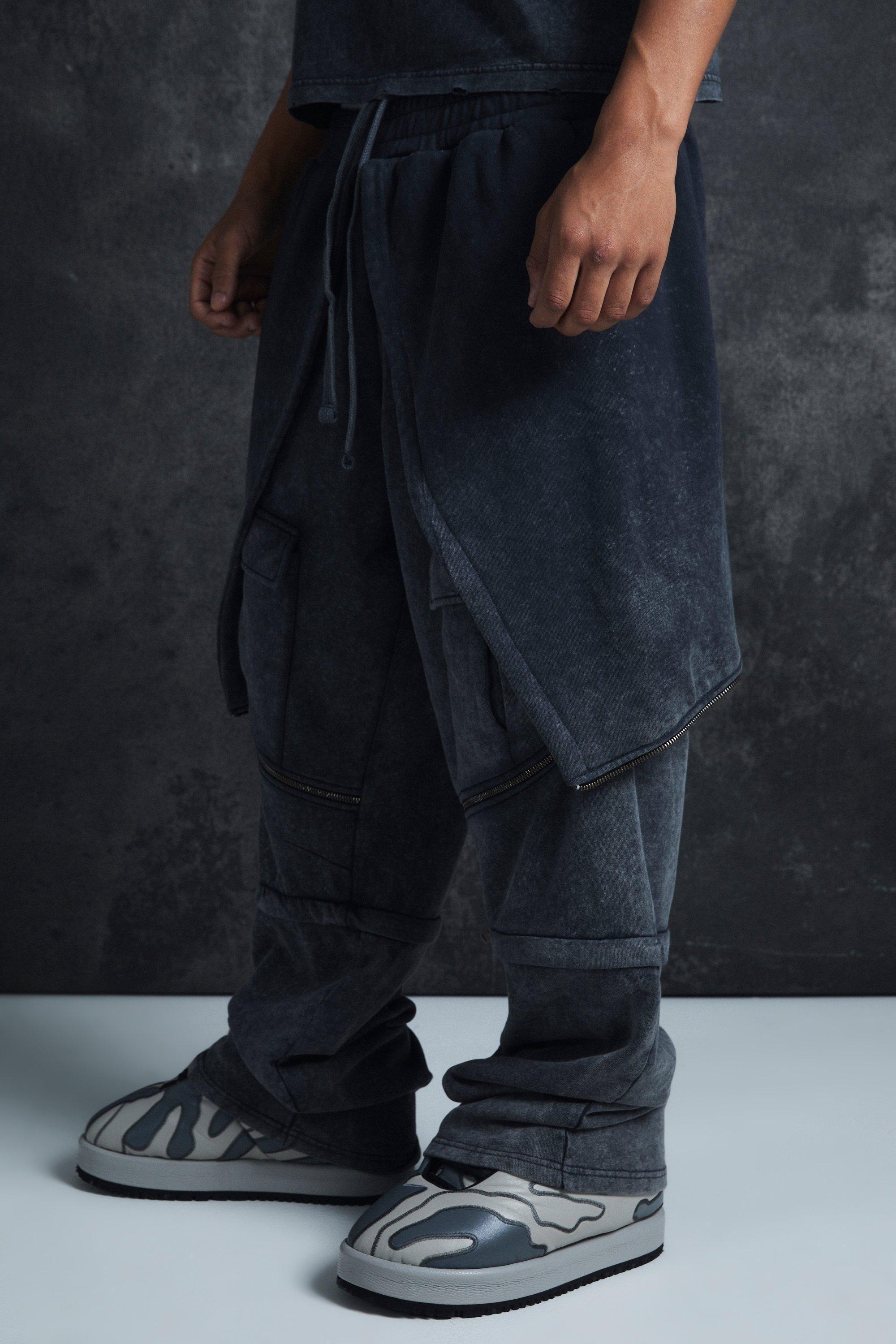 Trippie Redd Oversized Heavy Washed Horn Hooded Sweatpants | boohooMAN USA Product Image