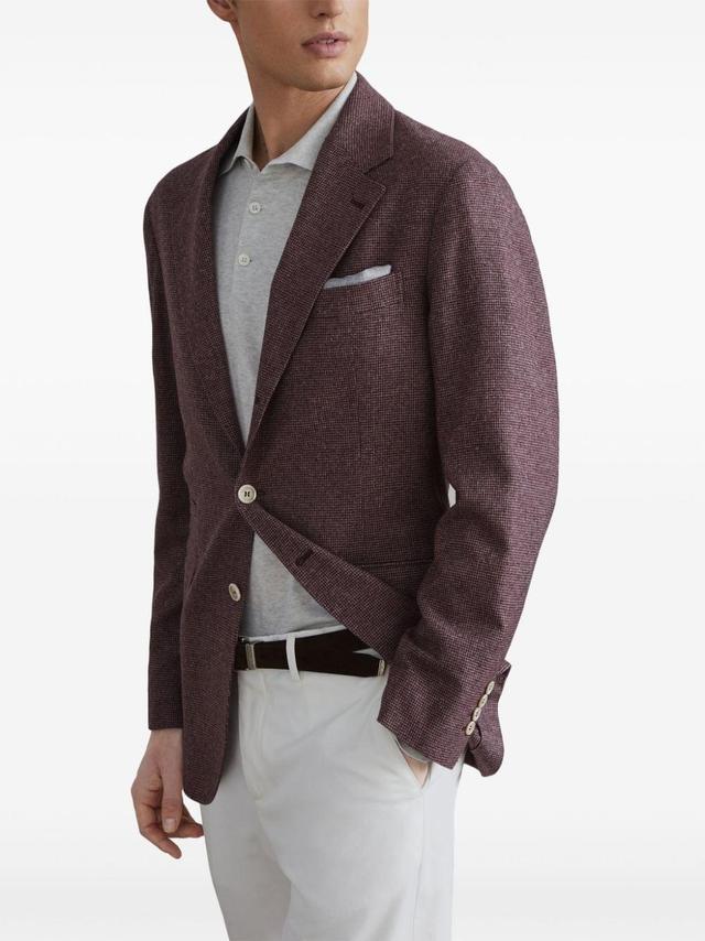 Single-breasted Puppytooth Blazer In Red Product Image