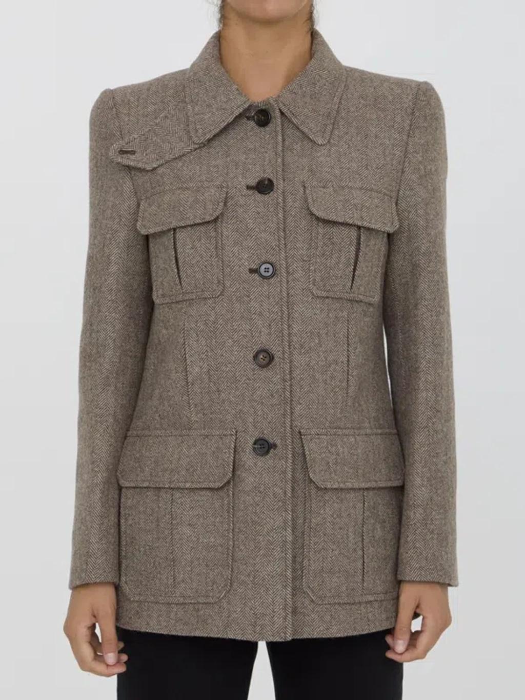 CHLOÉ Long Officer Jacket In Brown Product Image