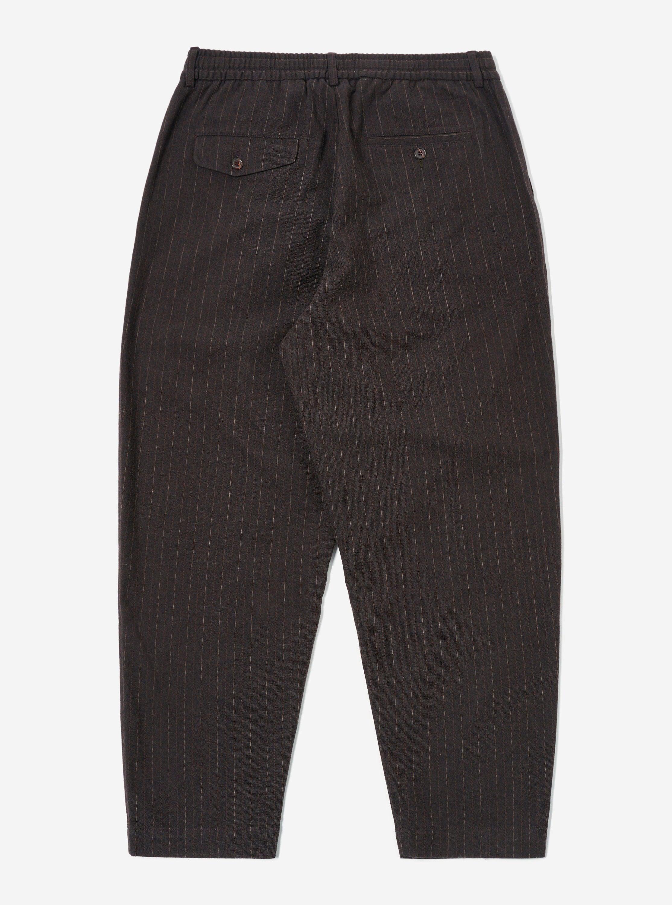 Universal Works Pleated Track Pant in Brown Italian Pinstripe Product Image