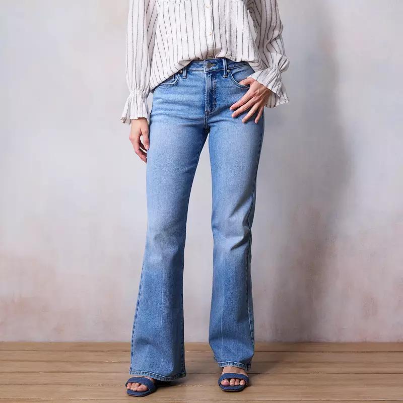 Womens LC Lauren Conrad Super High Waisted Flare Jeans Tara Blue Product Image