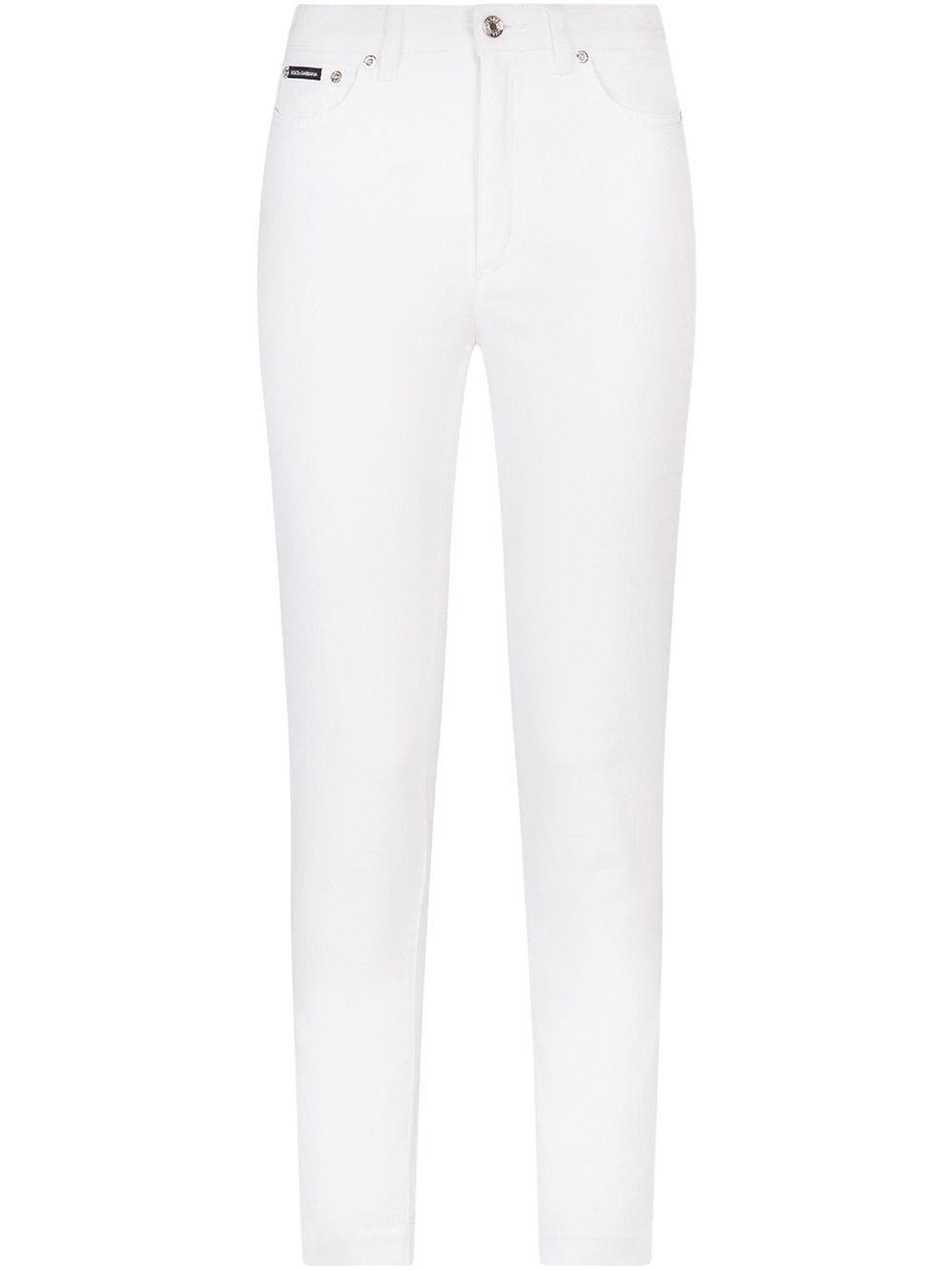 DOLCE & GABBANA Audrey High Waist Ankle Skinny Jeans In White Product Image