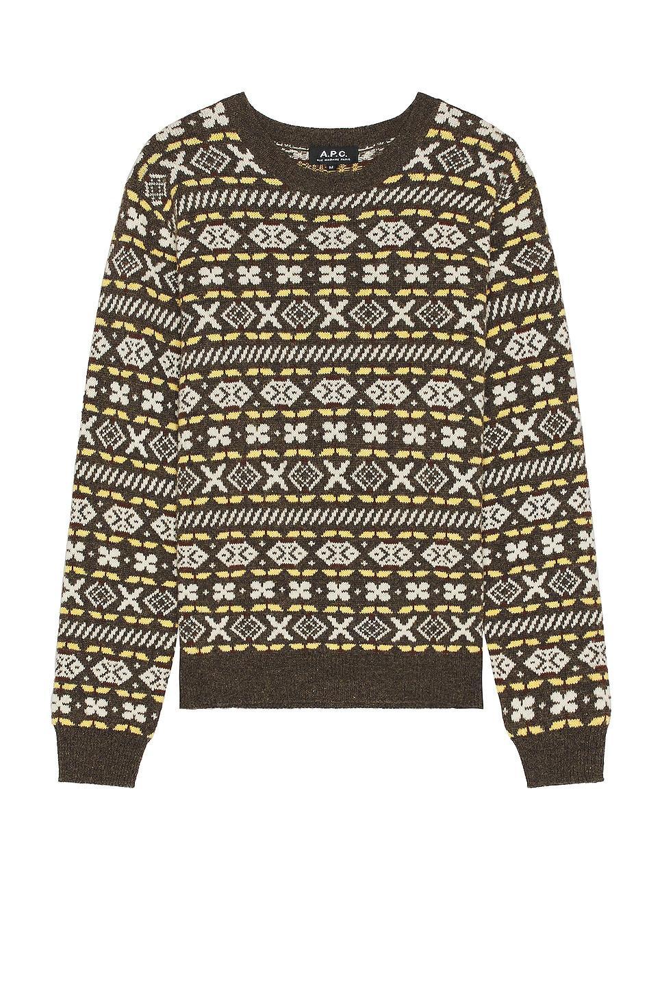 A.P.C. John Sweater in Khaki - Brown. Size XL/1X (also in ). Product Image