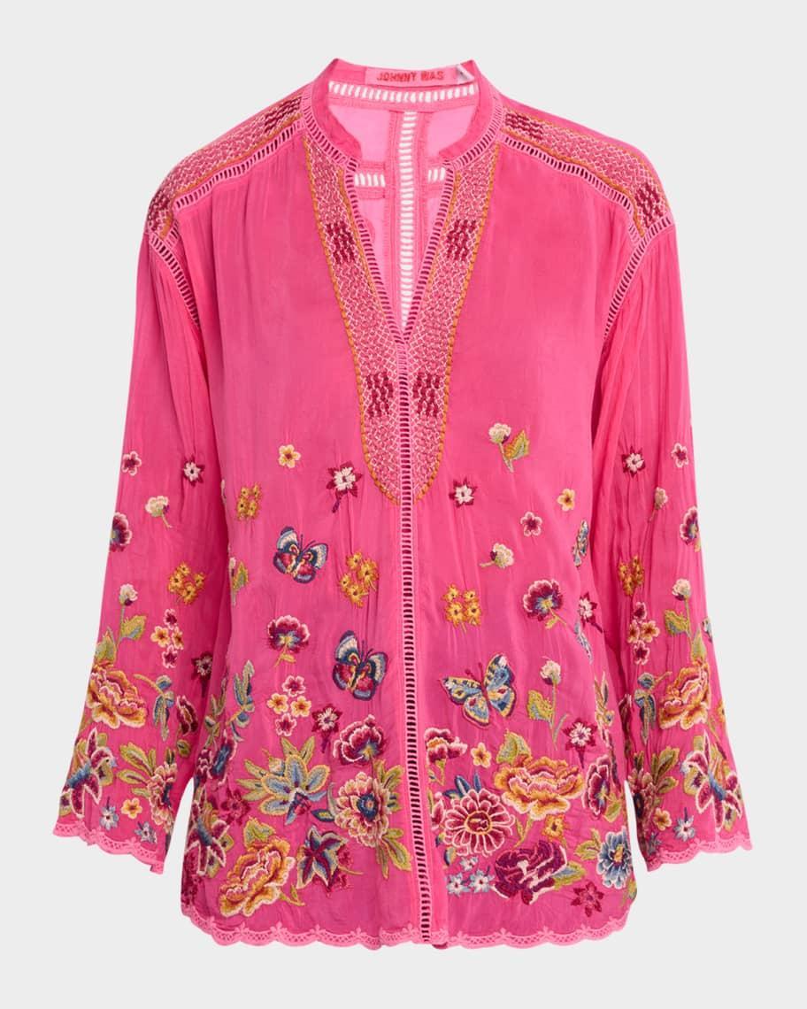 Maude Scalloped Floral-Embroidered Blouse Product Image