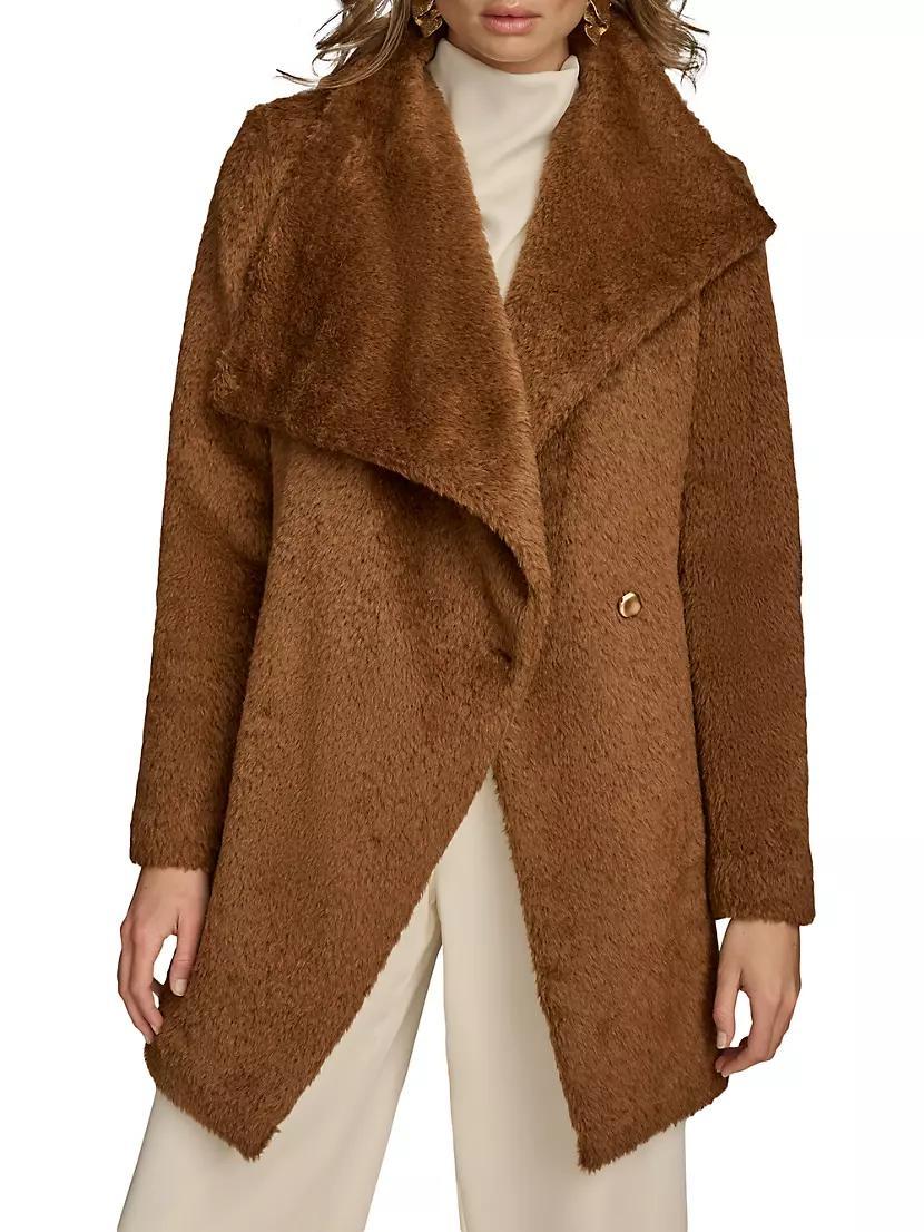 Faux-Fur Belted Wrap Coat Product Image