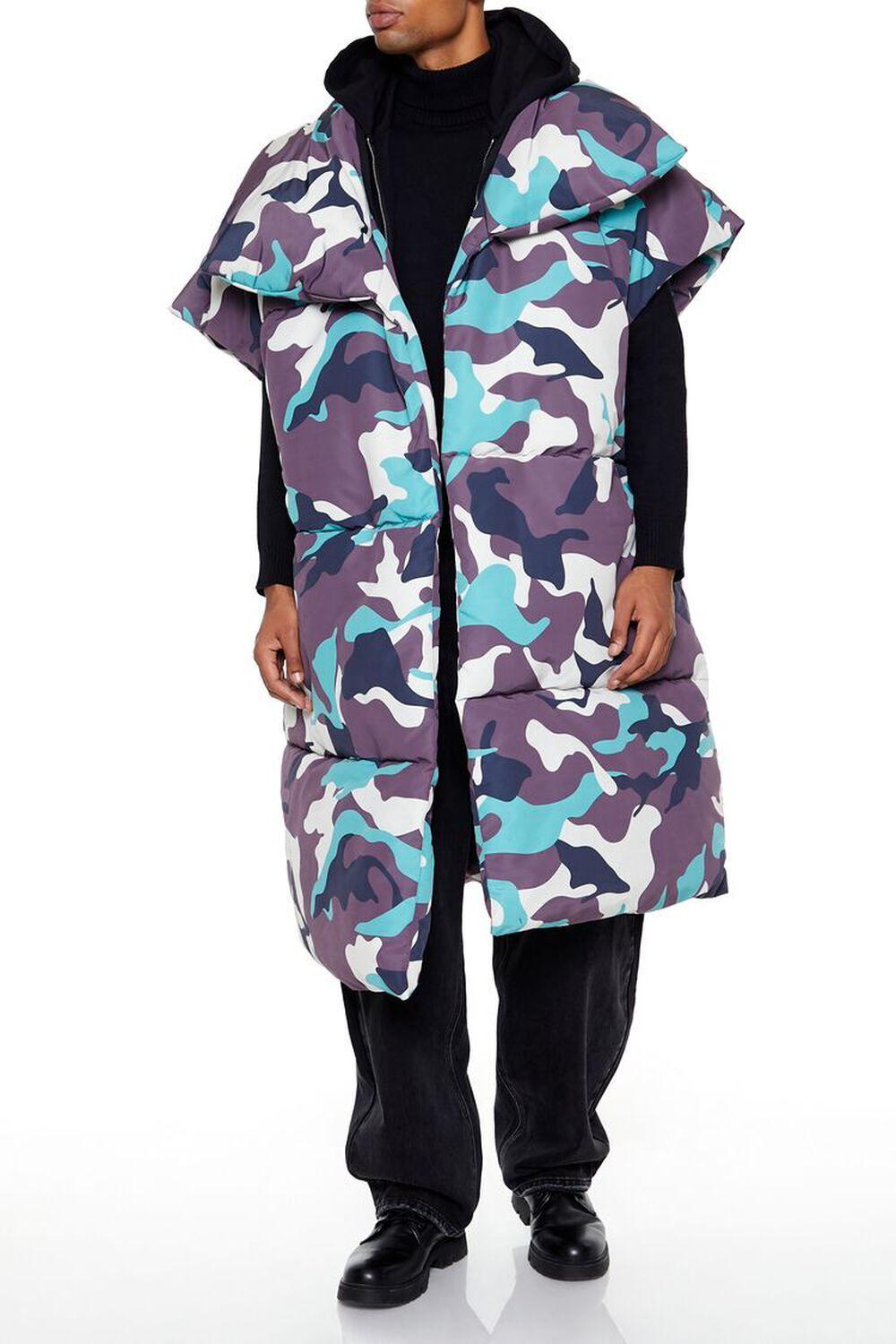 Camo Print Longline Puffer Vest | Forever 21 Product Image