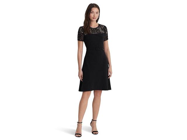 LAUREN Ralph Lauren Lace-Trim Georgette Cocktail Dress Women's Dress Product Image