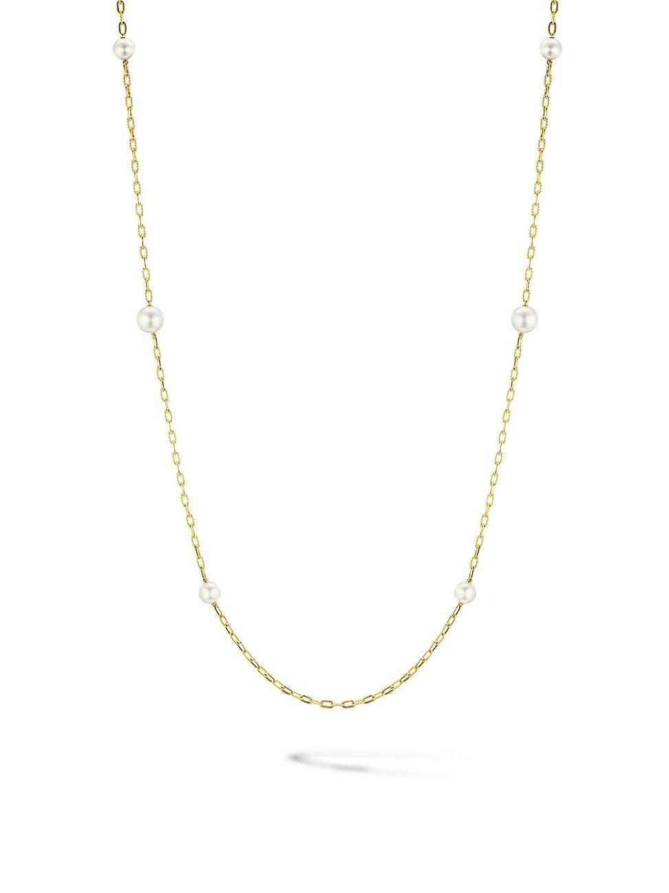 Womens DY Madison Pearl Necklace In 18K Yellow Gold Product Image