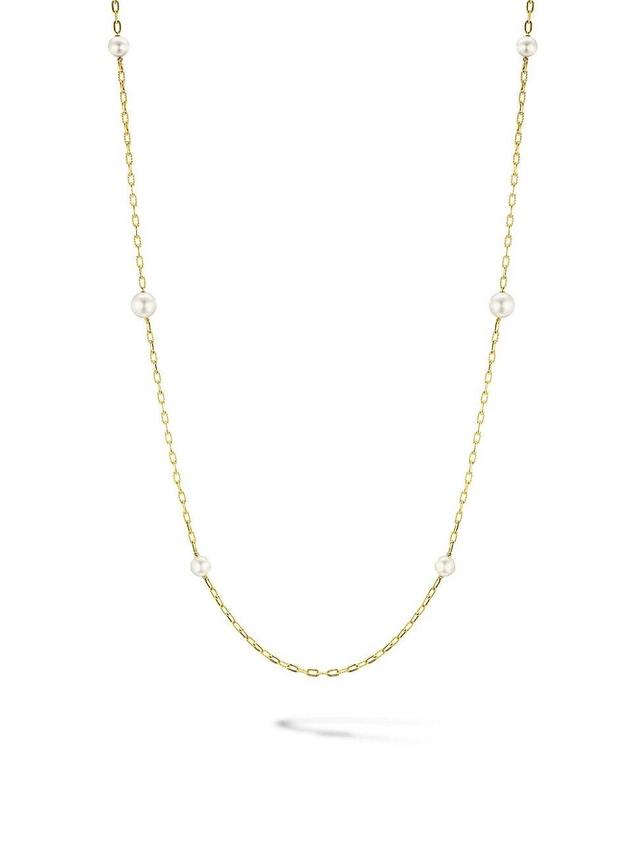 Womens DY Madison Pearl Necklace In 18K Yellow Gold Product Image