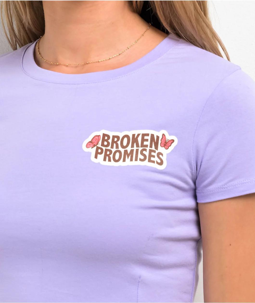 Broken Promises Cry Later Purple Crop T-Shirt Product Image