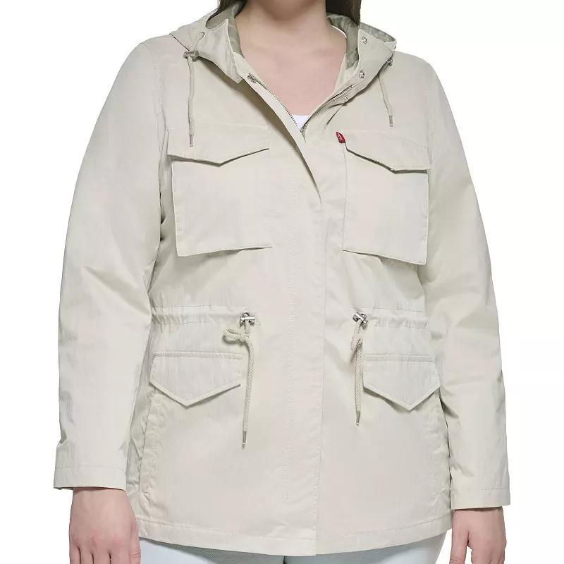 Plus Size Levis Lightweight Hooded Anorak Military Jacket, Womens Brown Product Image