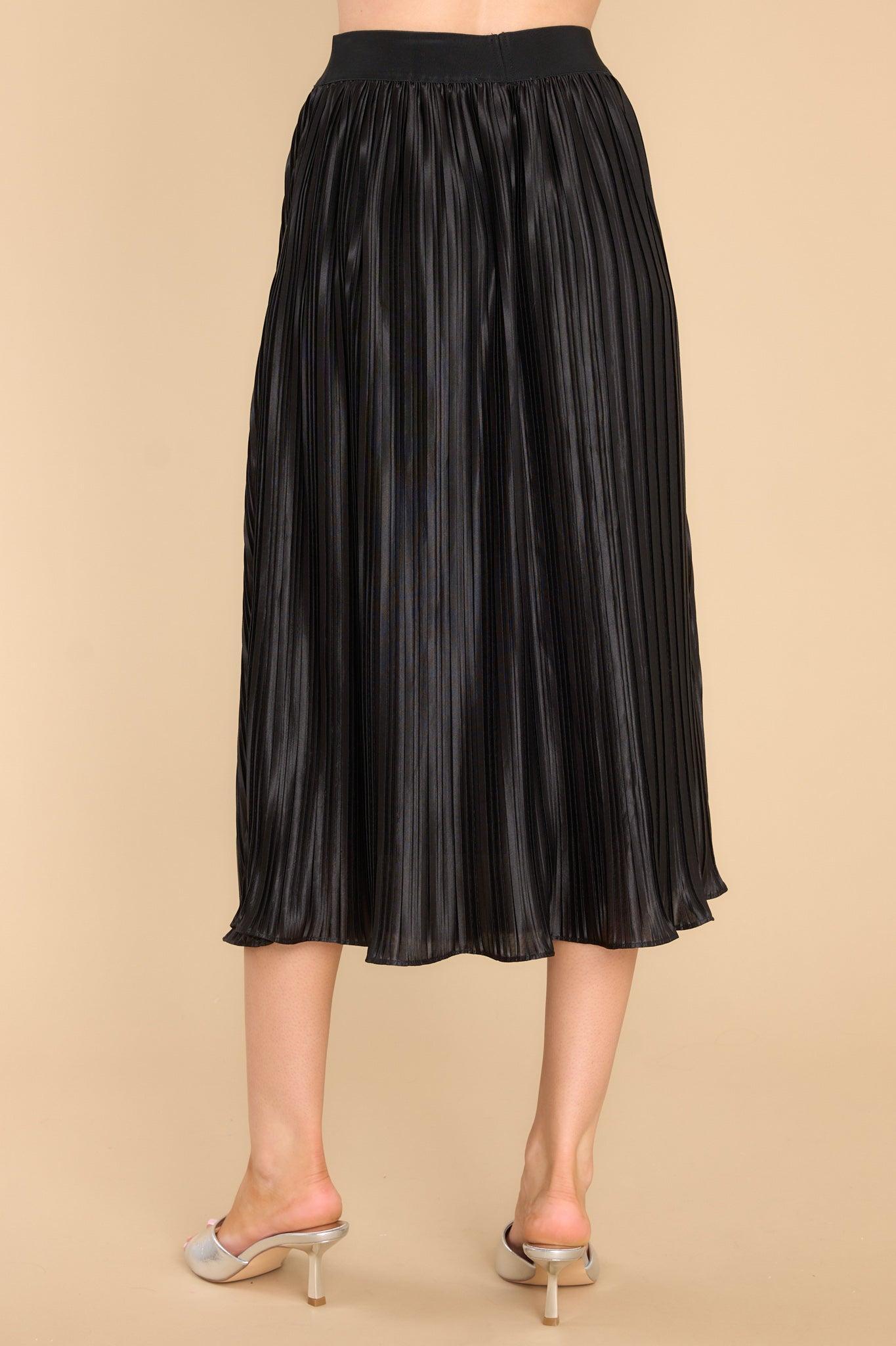 Try And Try Again Black Pleated Midi Skirt Product Image