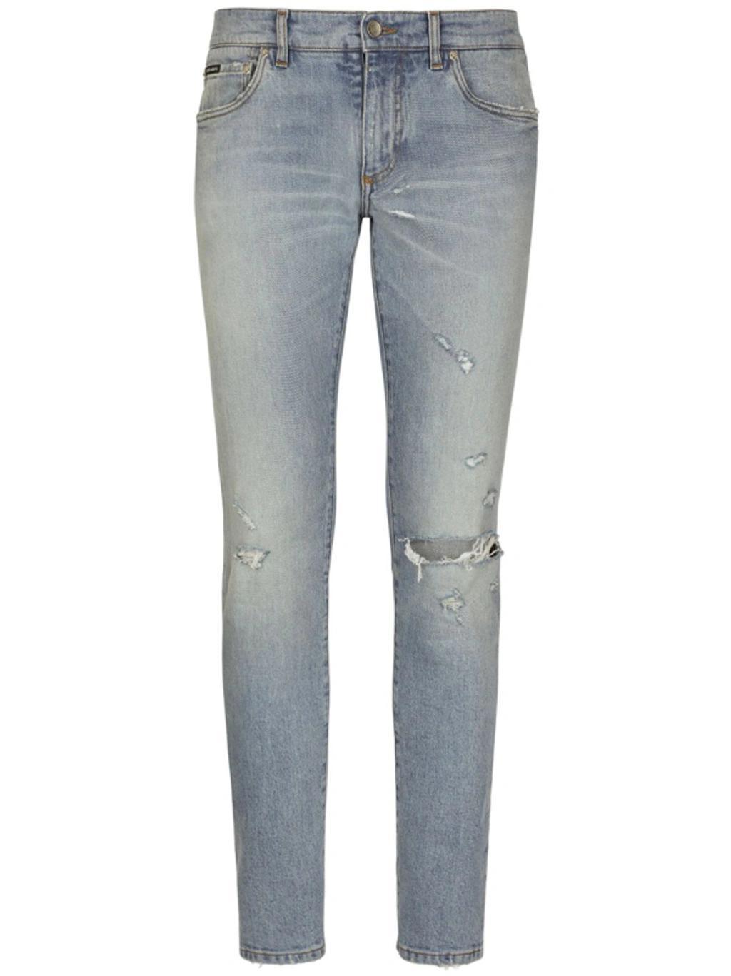 Ripped-detailing Skinny Jeans In Grey product image