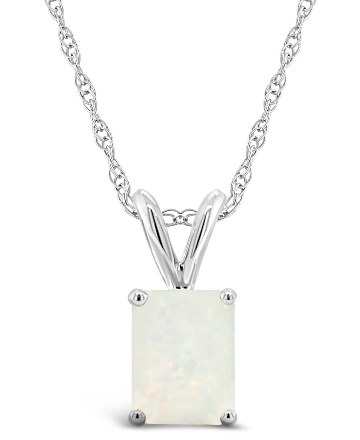 Celebration Gems 14k Gold Emerald Cut White Opal Pendant Necklace, Womens Product Image