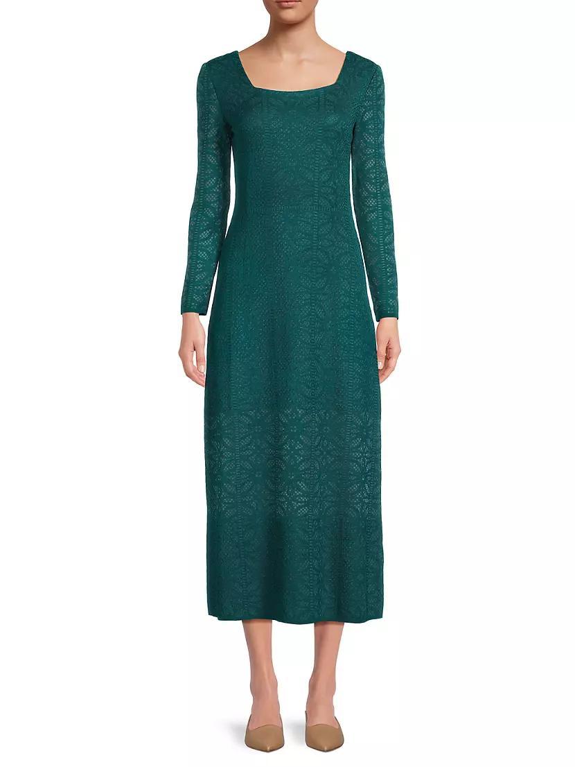 Long-Sleeve Jacquard Knit Maxi Dress Product Image