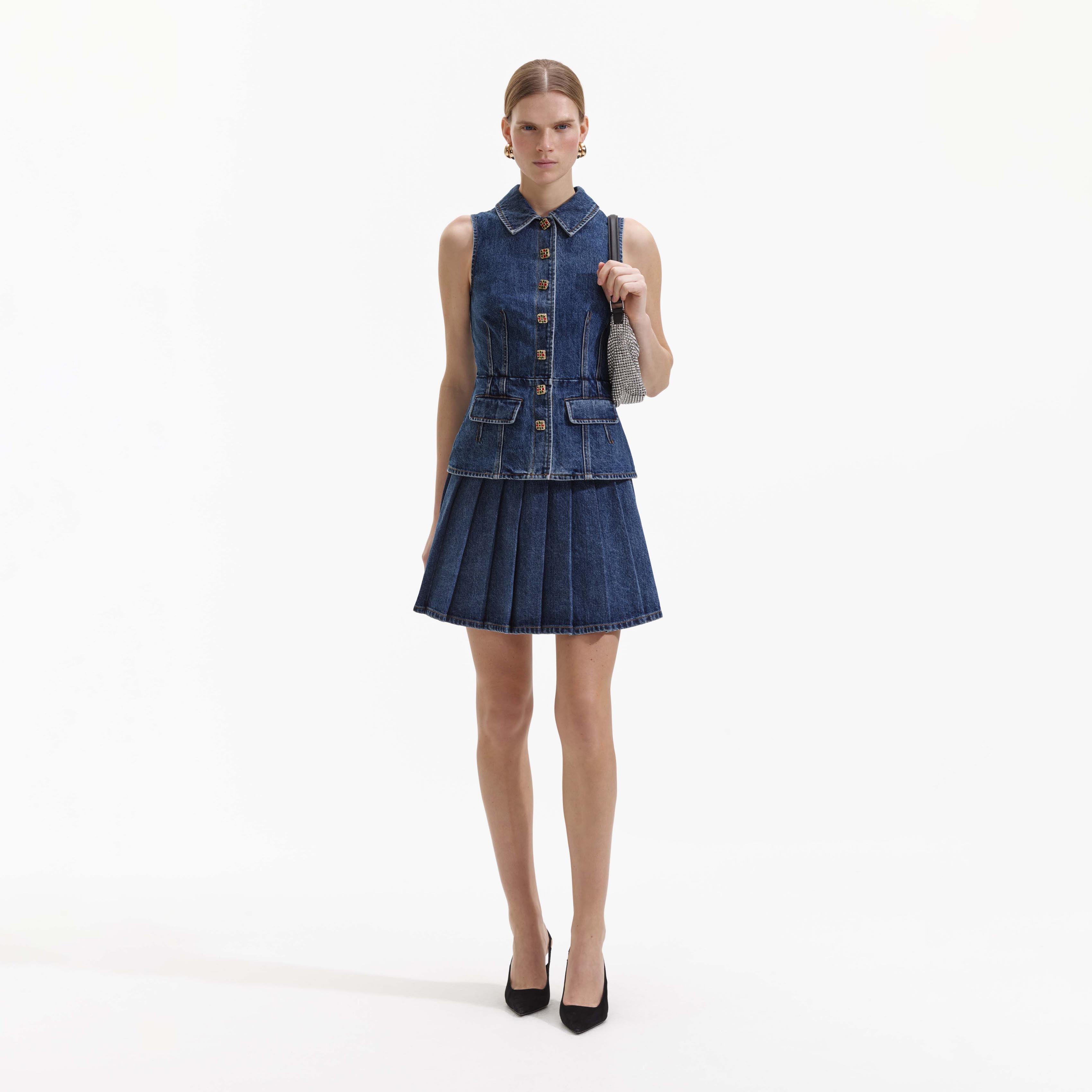 Tailored Denim Mini Dress product image