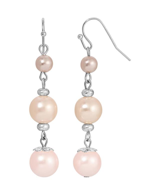 1928 Silver Tone Multi Color Simulated Pearl Drop Earrings, Womens Product Image