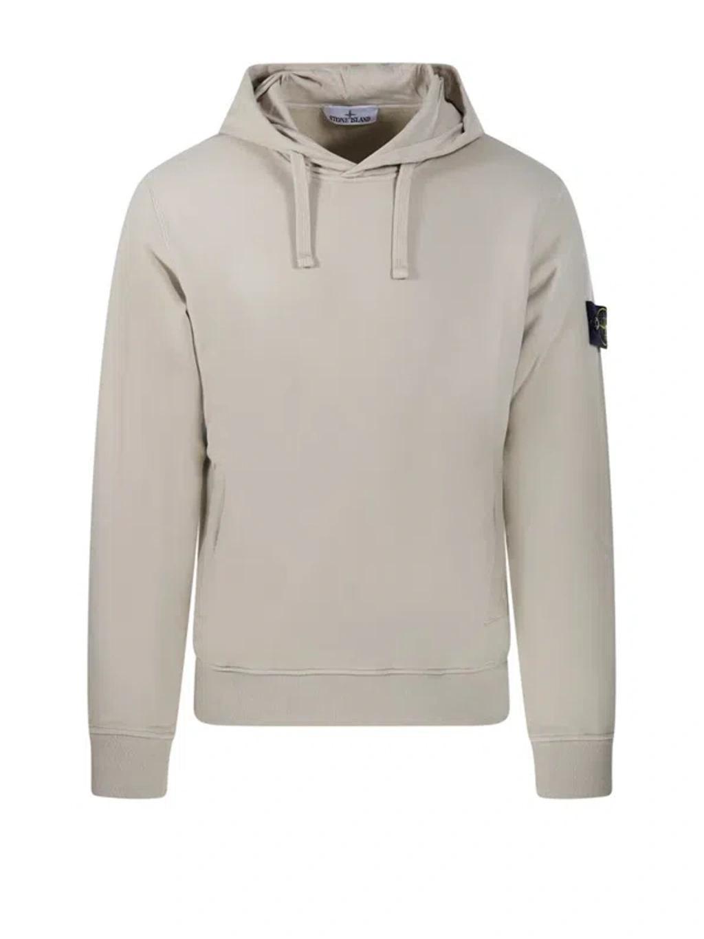 Compass Patch Drawstring Hoodie In Beige Product Image