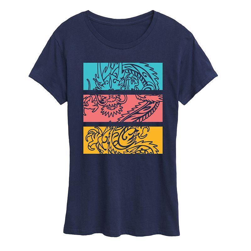 Womens Colorblock Dragon Graphic Tee Heather Grey Product Image