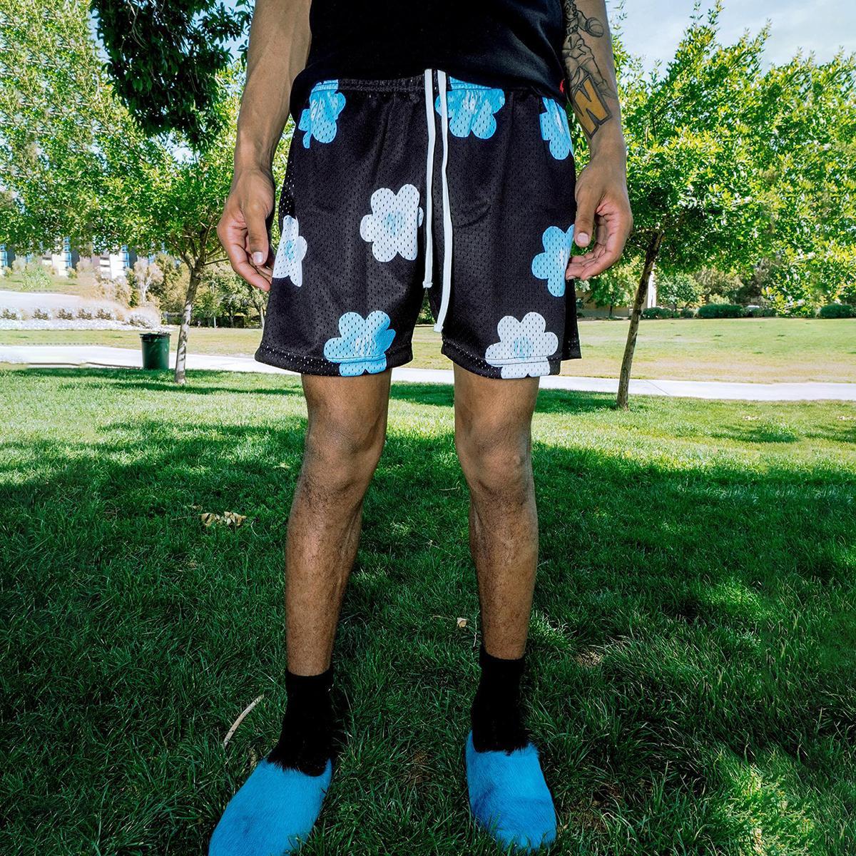 Flower Print Graphic Men's Mesh Shorts Product Image