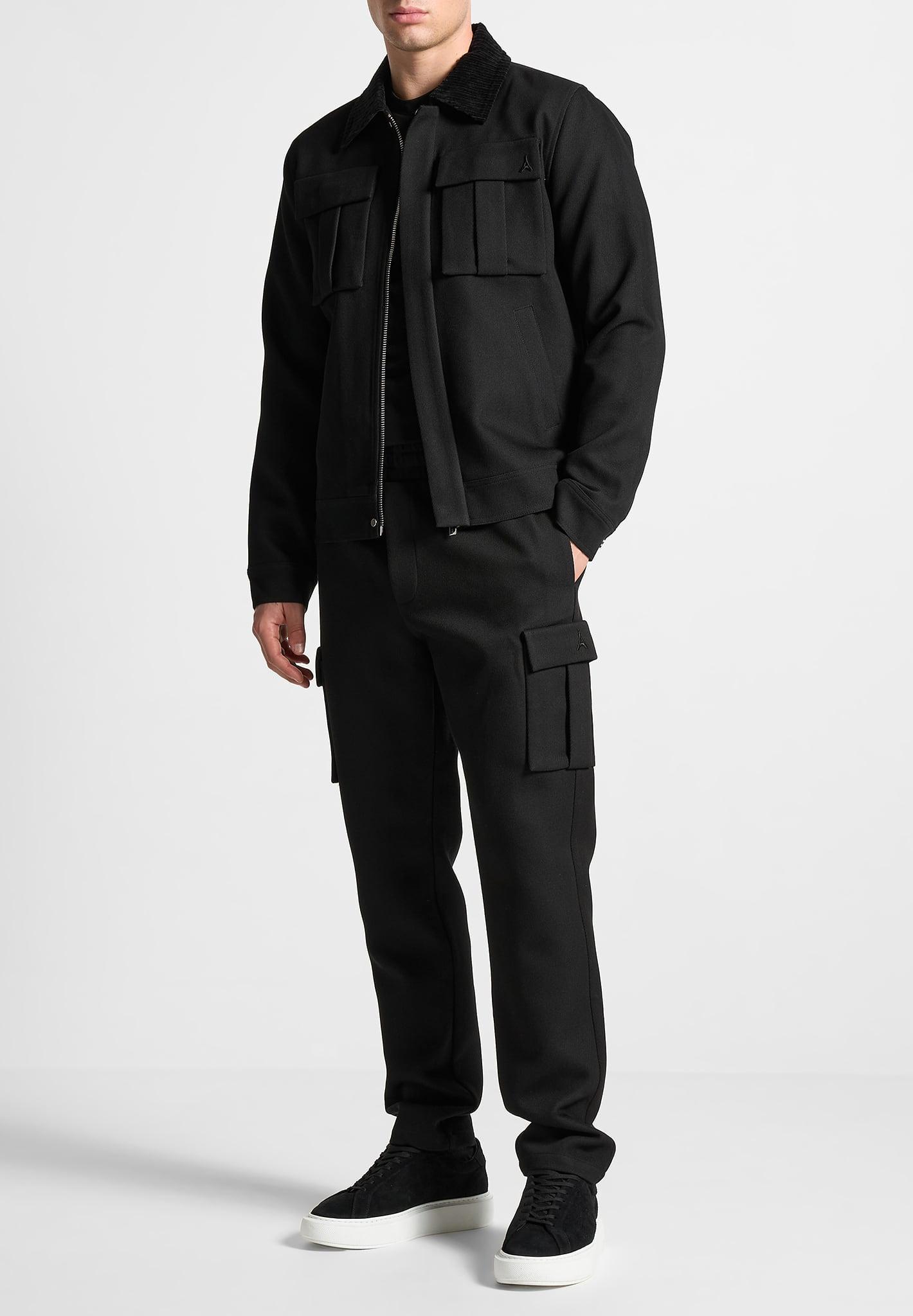 Twill Cargo Regular Fit Pants - Black Male Product Image