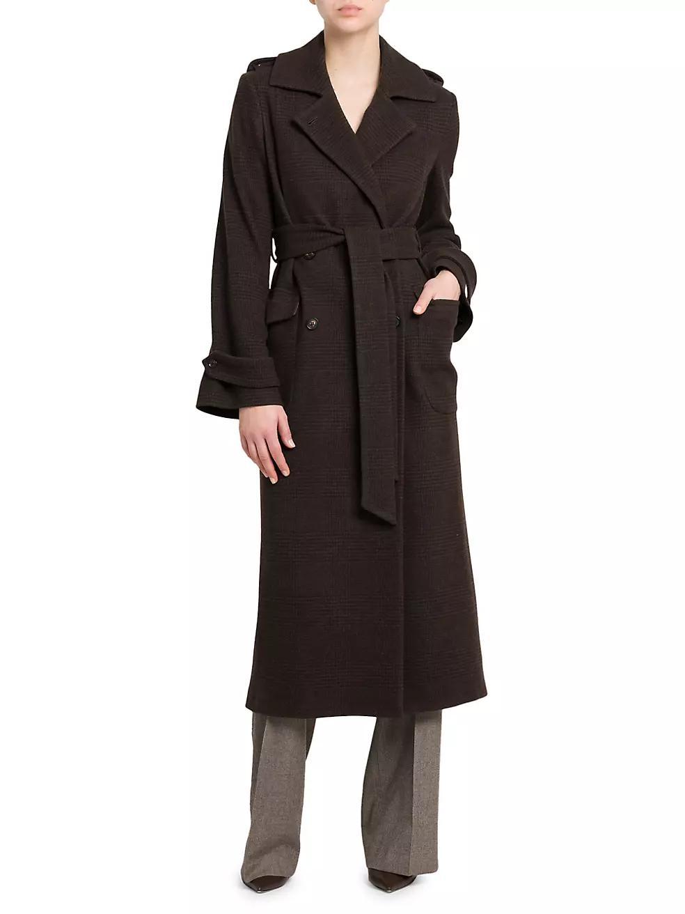 Checkered Wool Belted Coat Product Image