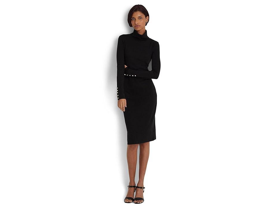 Lauren Ralph Lauren Cotton Blend Turtleneck Long Sleeve Sheath Dress Product Image