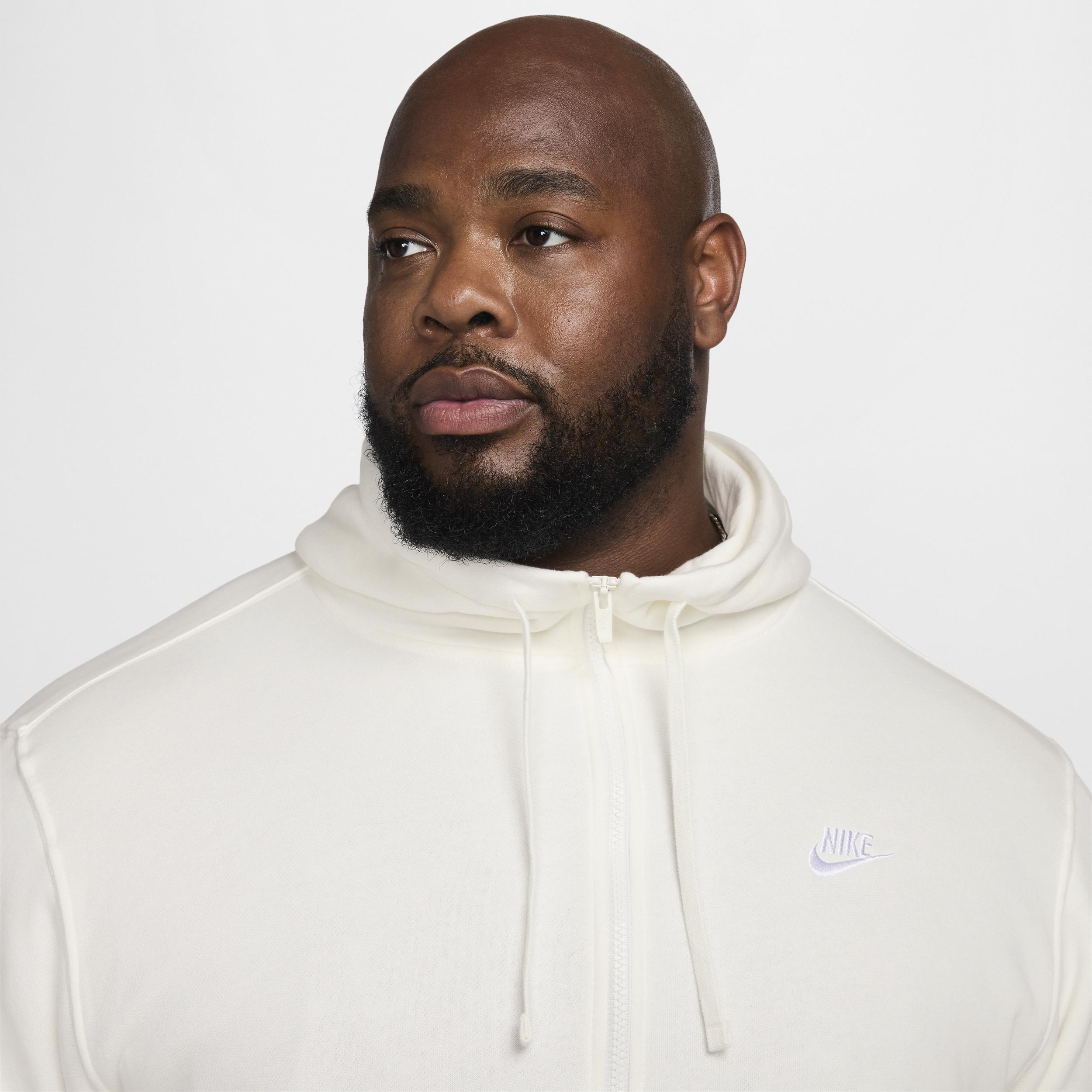 Nike Mens Nike Club Full-Zip Hoodie - Mens White/Midnight Navy Product Image