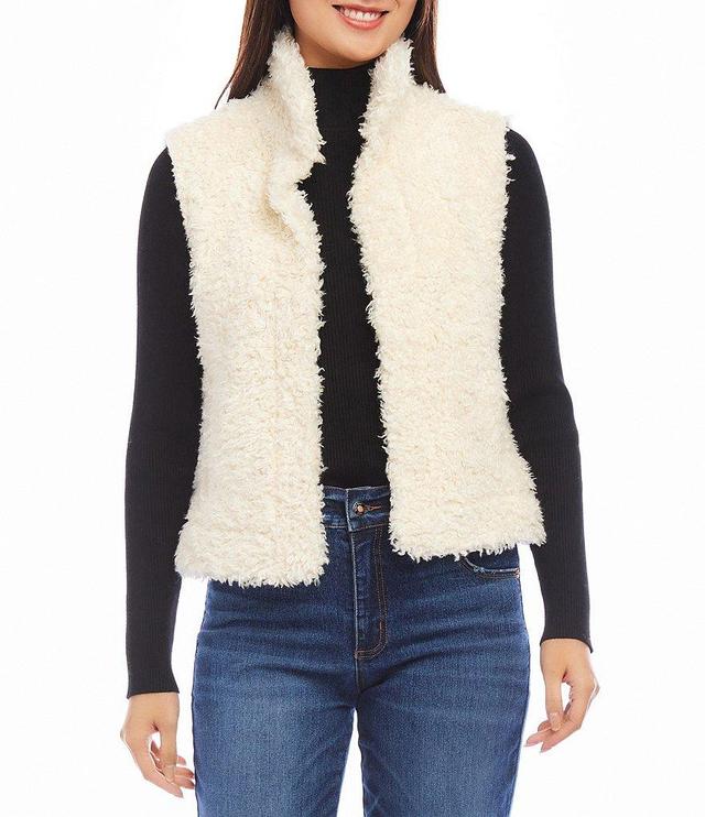 Karen Kane Shearling Collar Sleeveless Vest Product Image