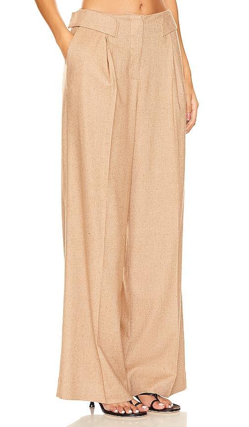 REMAIN Wide Pant With Eyelet Belt in Beige. Product Image