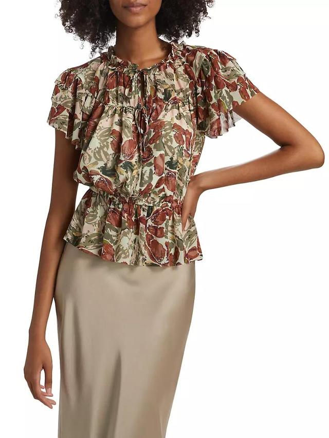 Floral Ruffled Short-Sleeve Top Product Image