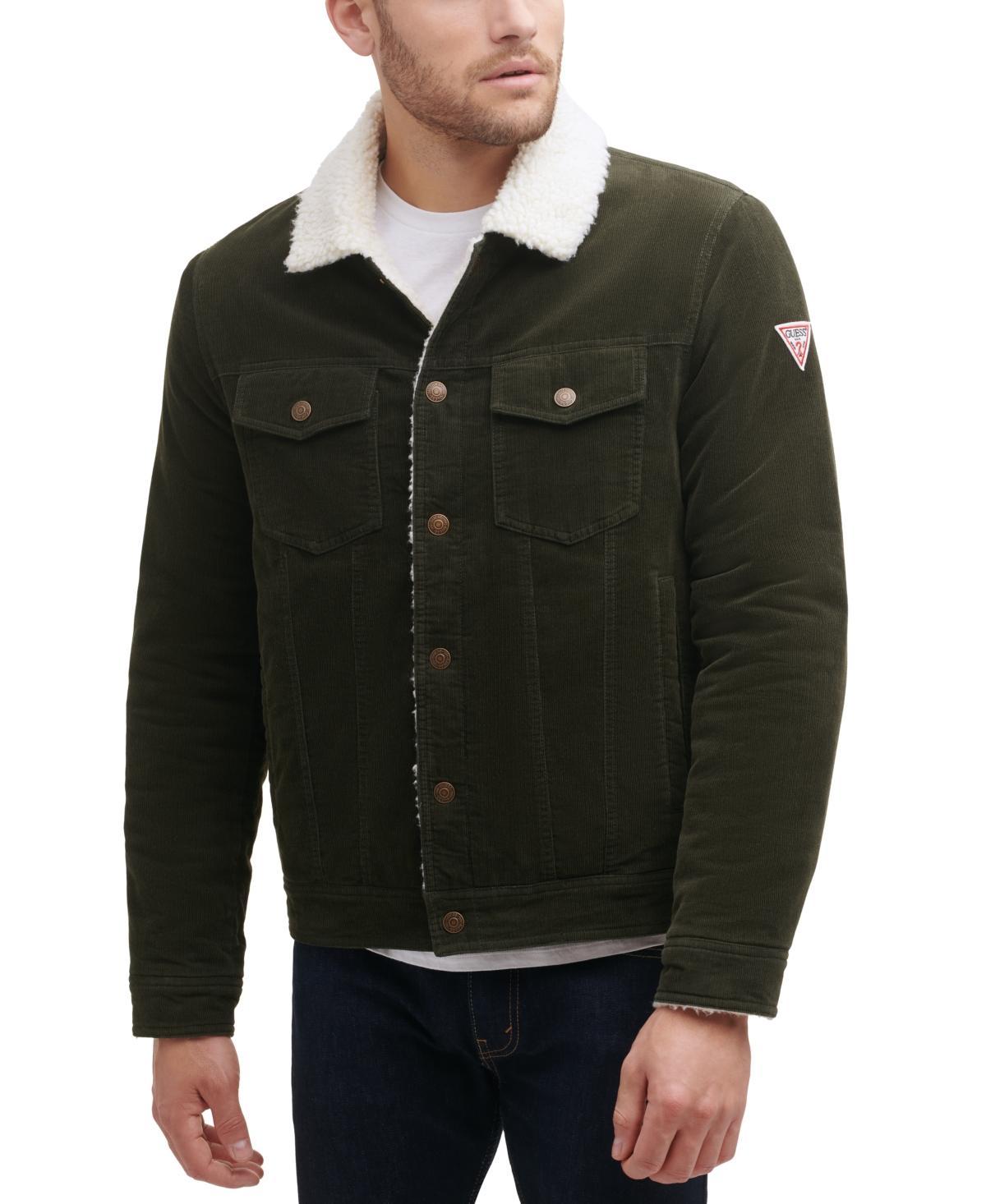 Guess Mens Corduroy Bomber Jacket with Sherpa Collar Product Image