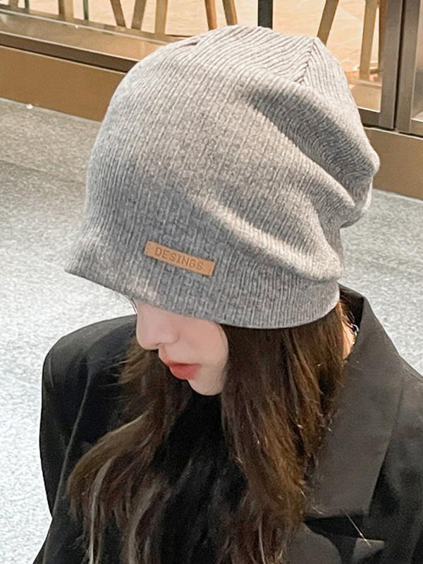 Casual Keep Warm Applique Solid Color Hats&Caps Product Image