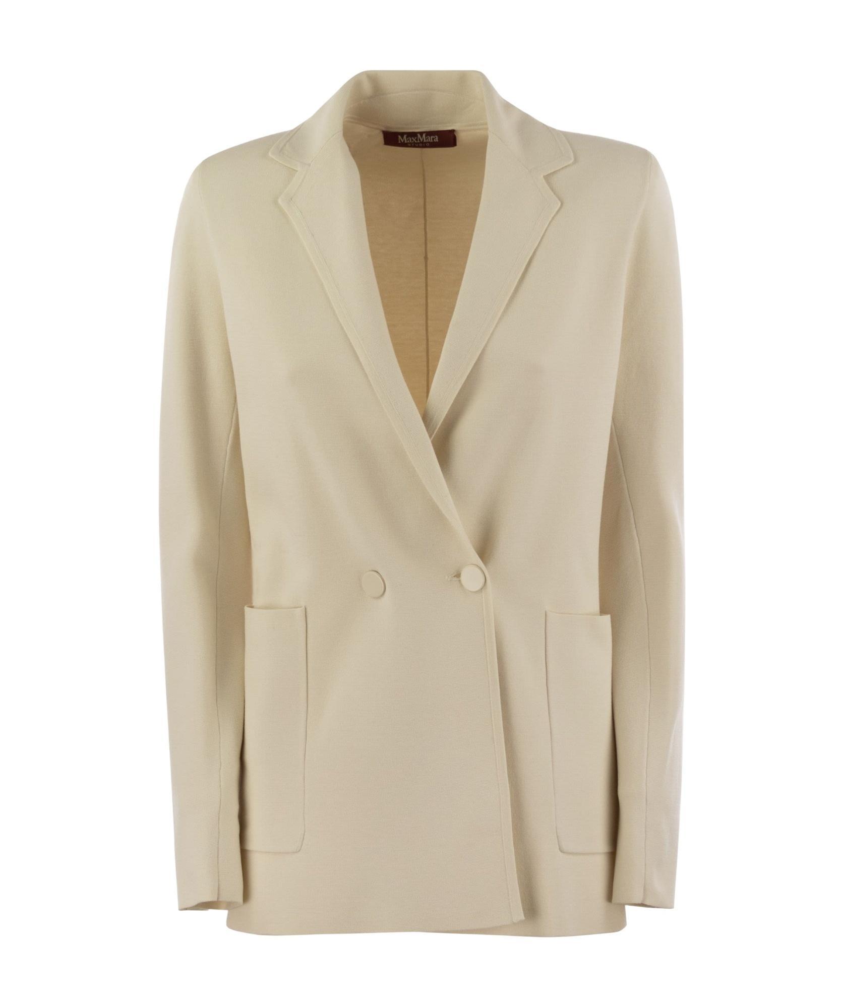 MAX MARA Studio Titania - Viscose Blend Double-breasted Blazer In Ivory Product Image